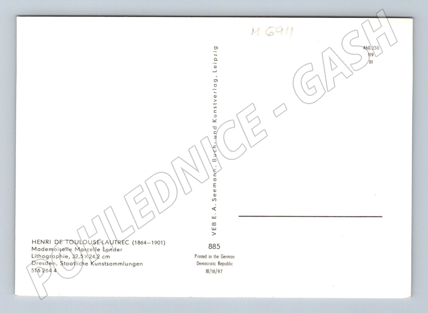 Pohlednice Toulouse-Lautrec Marcelle Lender (M6911)