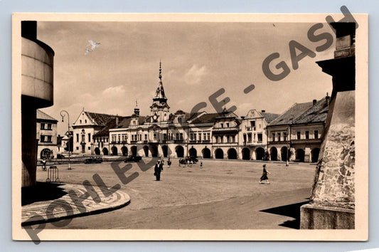 Pohlednice Mělník náměstí černobílá ČSR (M692)