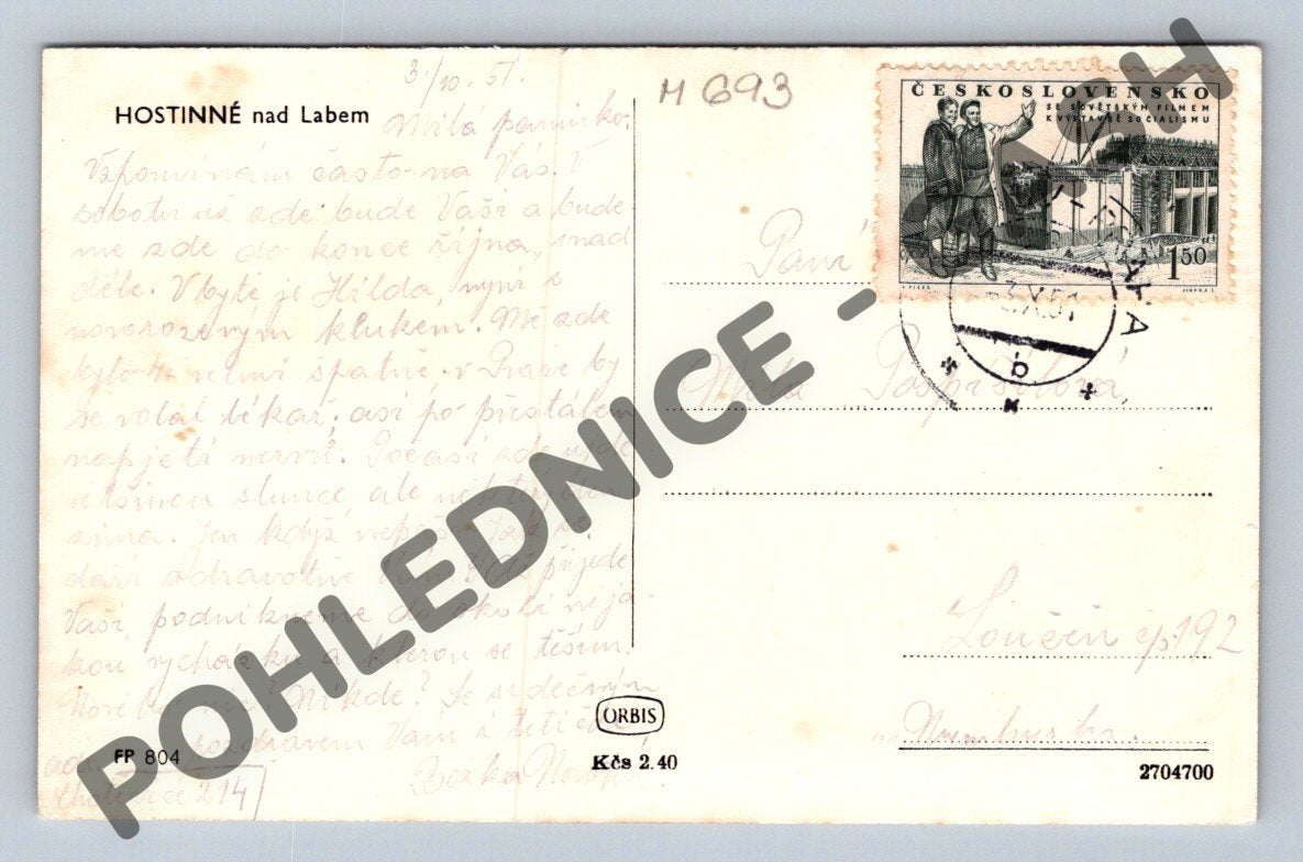 Pohlednice Hostinné s horami ČSR do 1950 (M693)