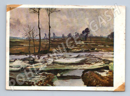 Pohlednice F. Kaván Odchod ledů na Chrudimce (M6933)