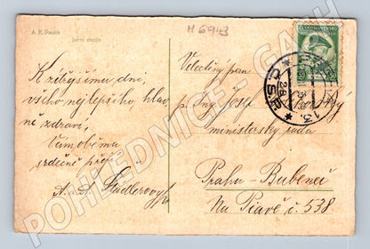 Pohlednice Jarní motiv chalupa ČSR (M6943)