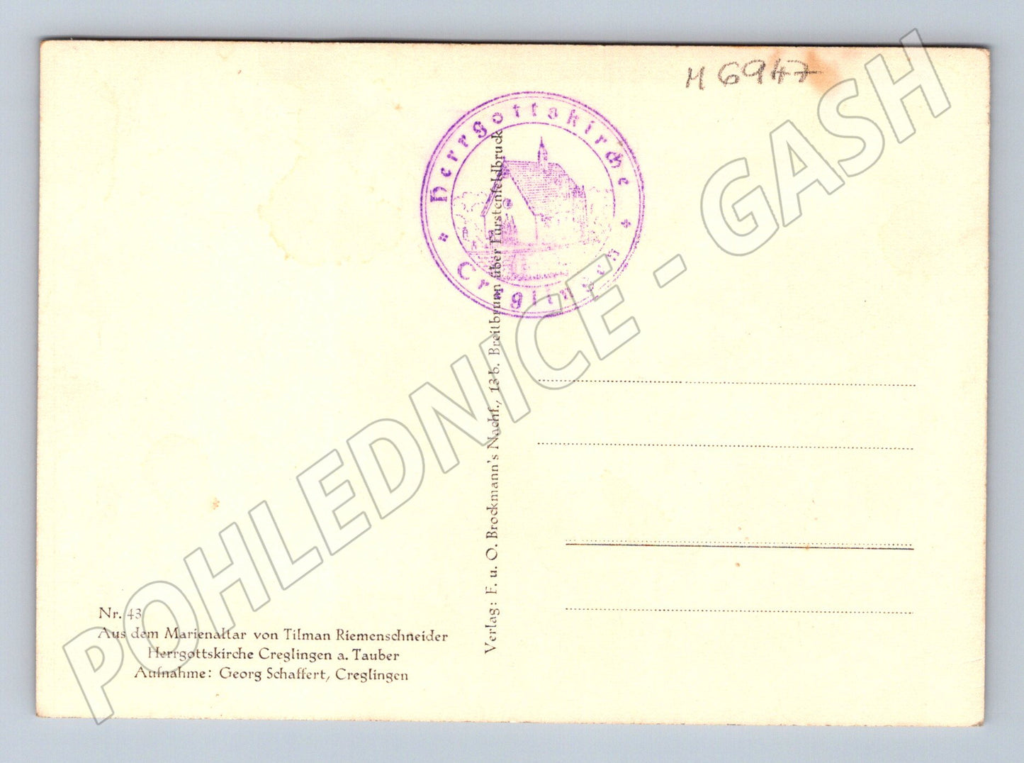 Postcard Riemenschneider hand detail Creglingen (M6947)