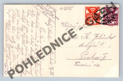 Pohlednice Žamberk s kostelem 1927 ČSR (M695)