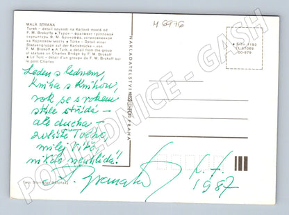 Pohlednice Karlův most socha Turek Brokoff (M6976)