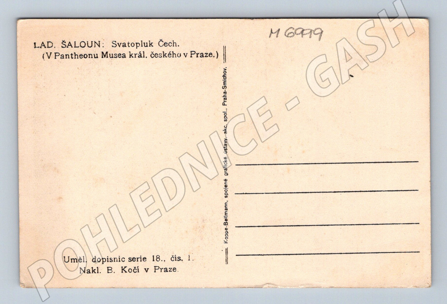 Pohlednice Svatopluk Čech posmrtná maska (M6999)