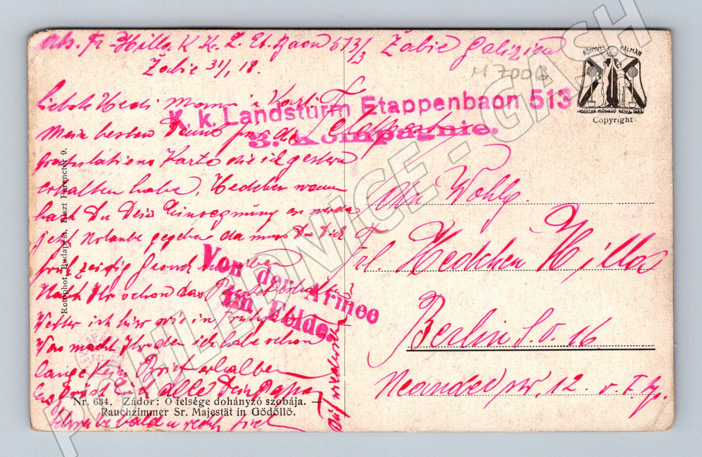 Pohlednice Zámek Gödöllő kuřácký salon (M7006)