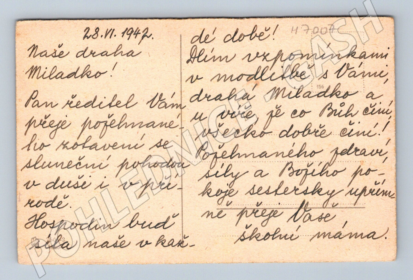 Pohlednice Rozkvetlá louka a břízy 1942 (M7007)