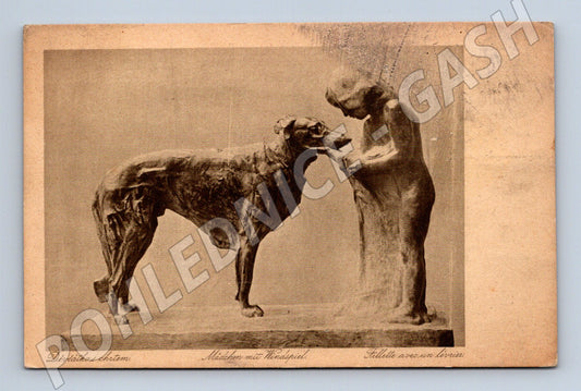 Pohlednice Děvčátko s chrtem B. Kafka (M7018)