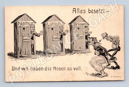 Pohlednice Karikatura WW1 Německo Belgie (M7029)