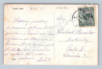 Pohlednice Trenčín hrad a most 1937 (M7094)