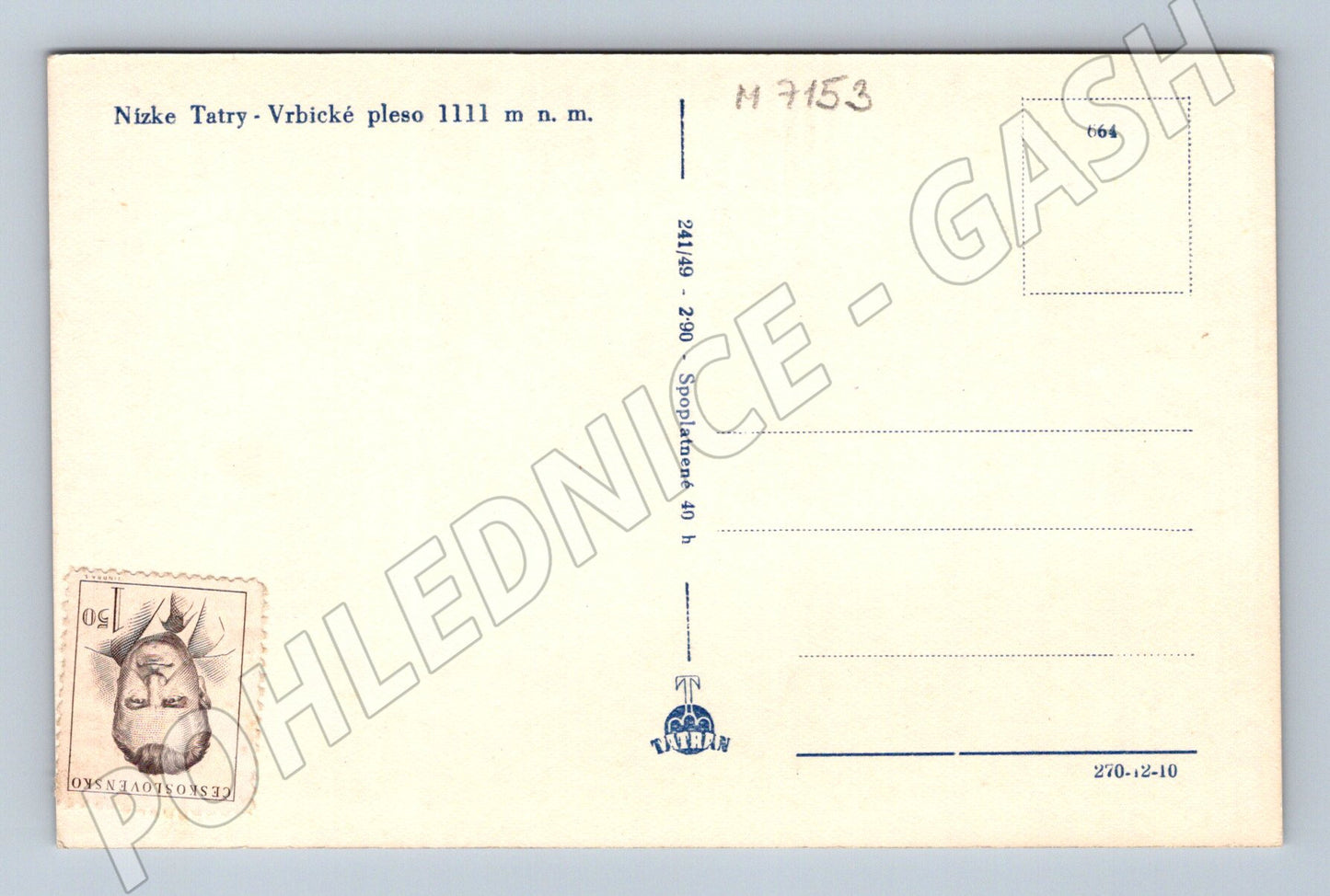 Pohlednice Vrbické pleso Nízké Tatry zimní (M7153)