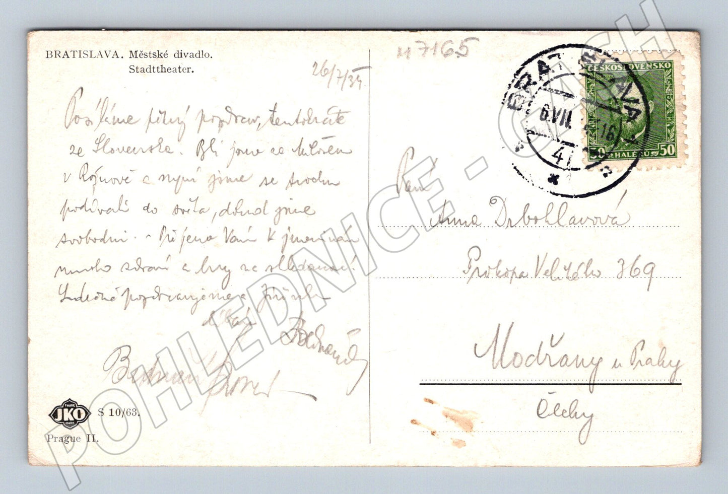 Pohlednice Bratislava Městské divadlo 1941 (M7165)