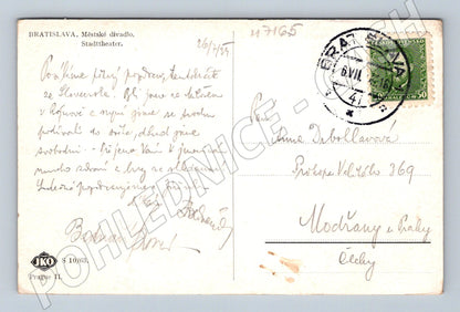 Pohlednice Bratislava Městské divadlo 1941 (M7165)