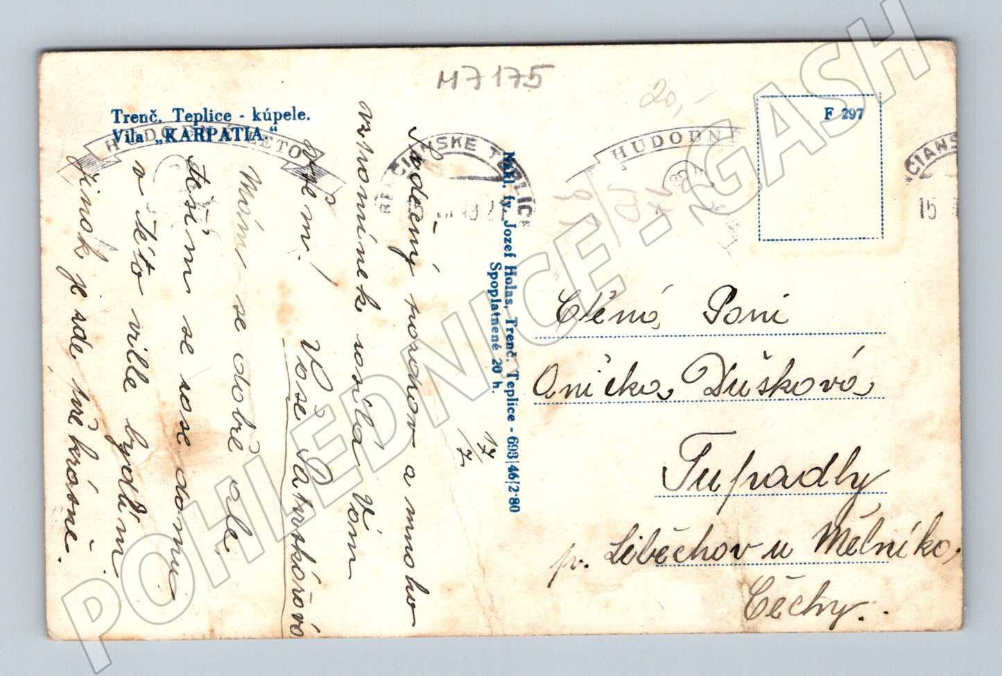 Pohlednice Trenčianske Teplice vila Karpatia (M7175)