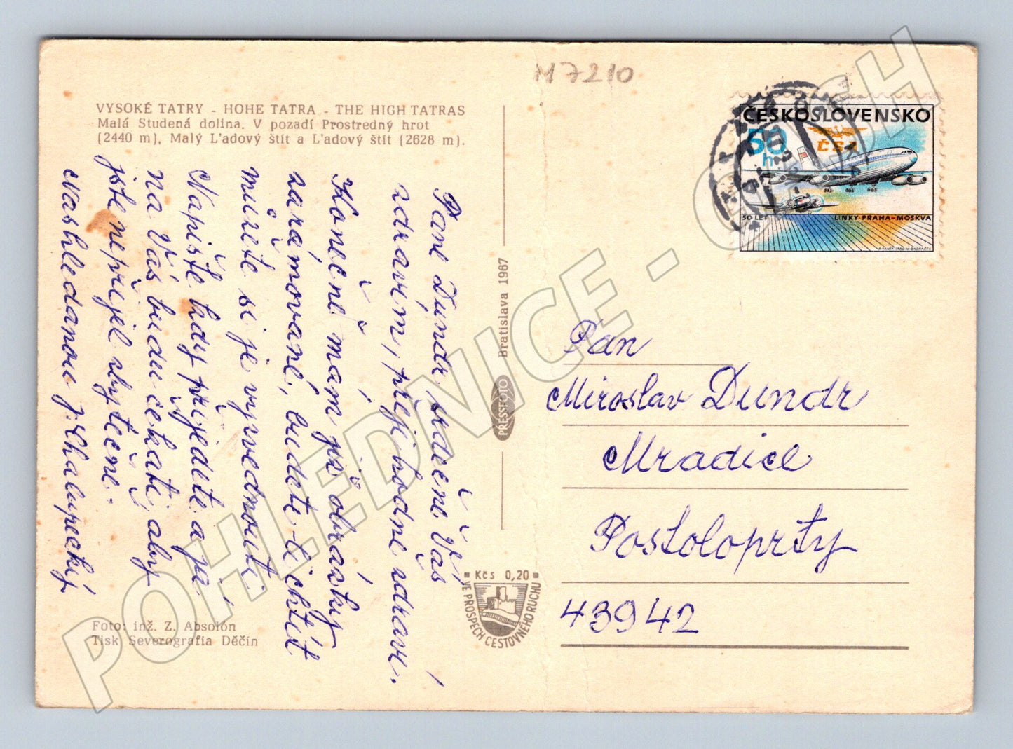 Pohlednice Tatry Malá Studená dolina stará (M7210)