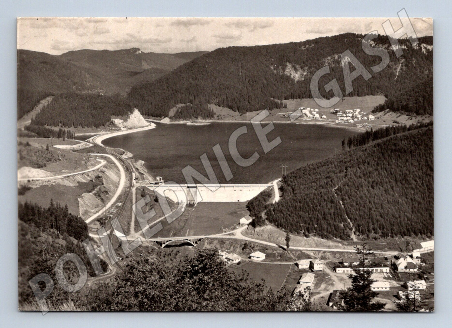 Pohlednice Hnilecká přehrada Dedinky železnice 1974 (M7234)