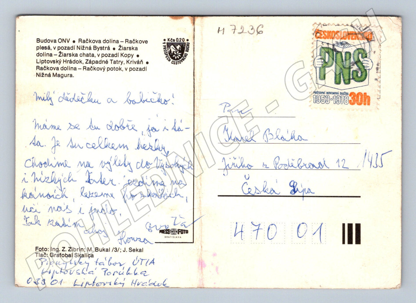 Pohlednice Pozdrav z Liptova stará psaná (M7236)