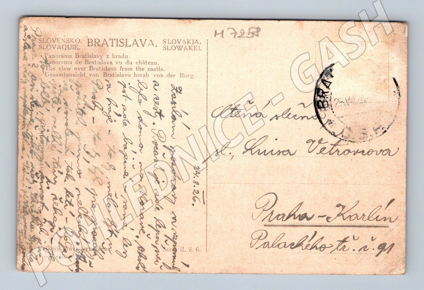 Pohlednice Bratislava panorama z hradu 1926 (M7258)