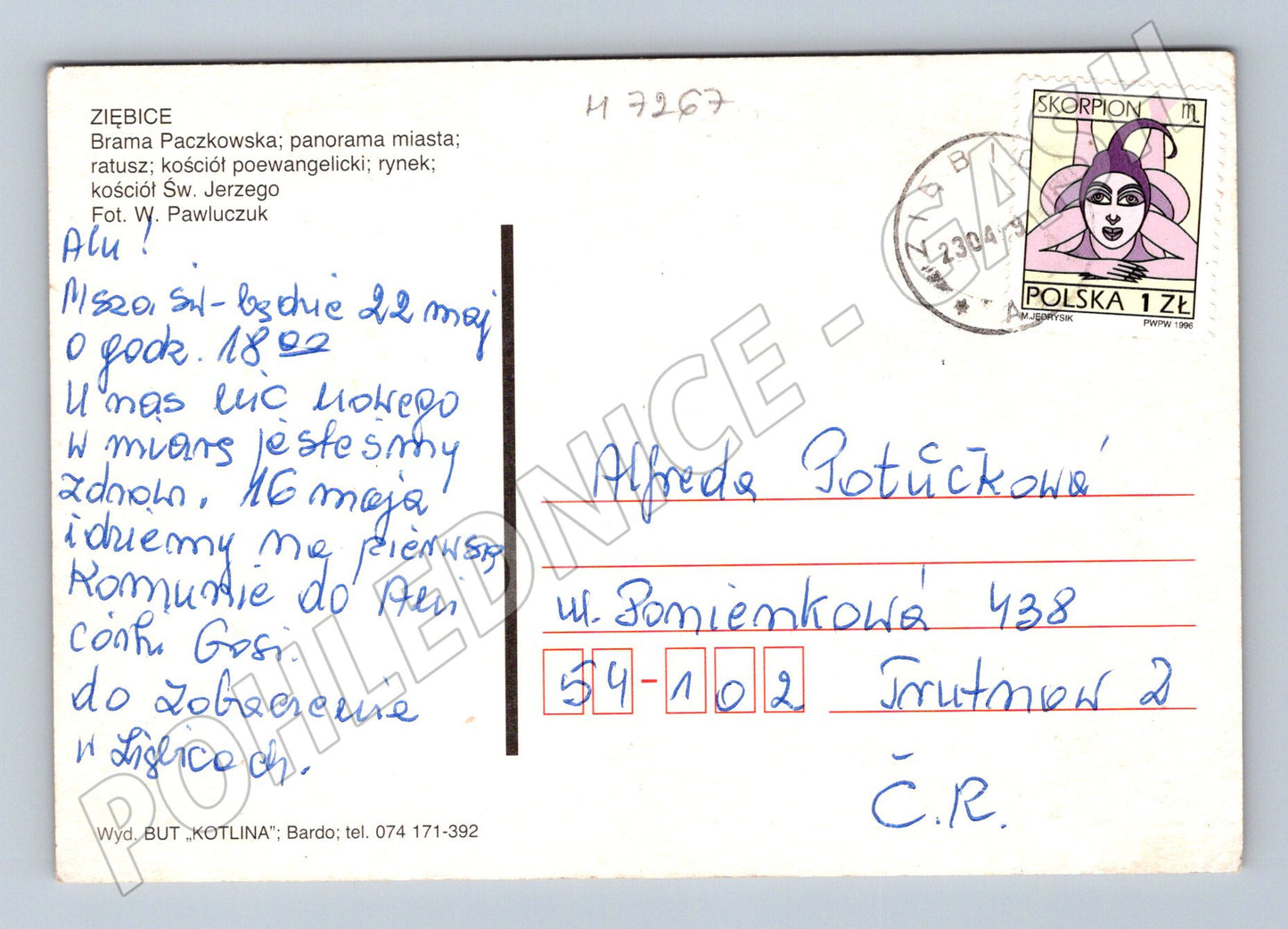 Pohlednice Ziębice památky odeslaná 1996 (M7267)