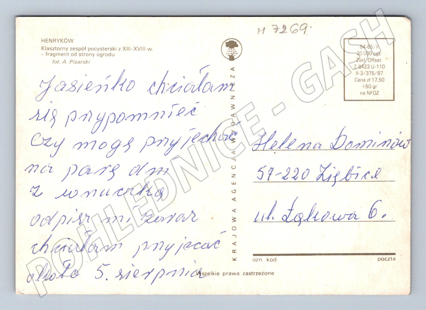 Pohlednice Henryków klášter odeslaná (M7269)