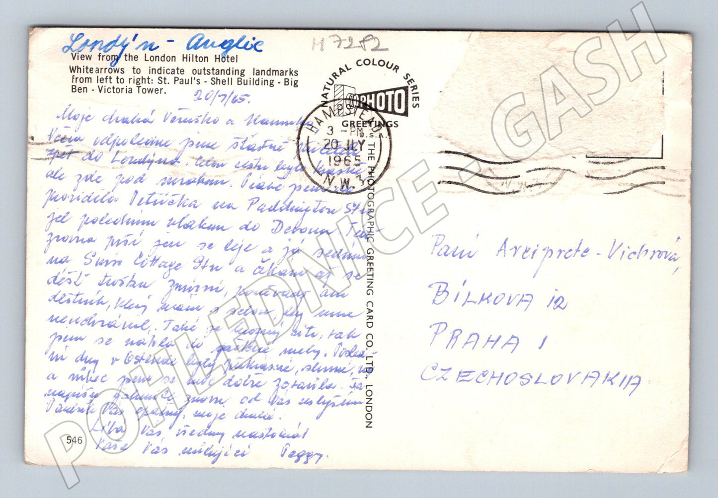 Pohlednice Londýn panorama 1965 známky (M7282)