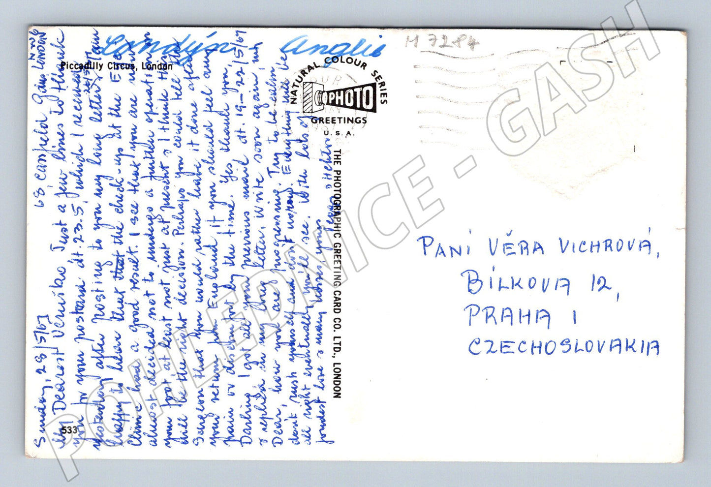 Pohlednice Londýn Piccadilly Circus popsaná (M7284)