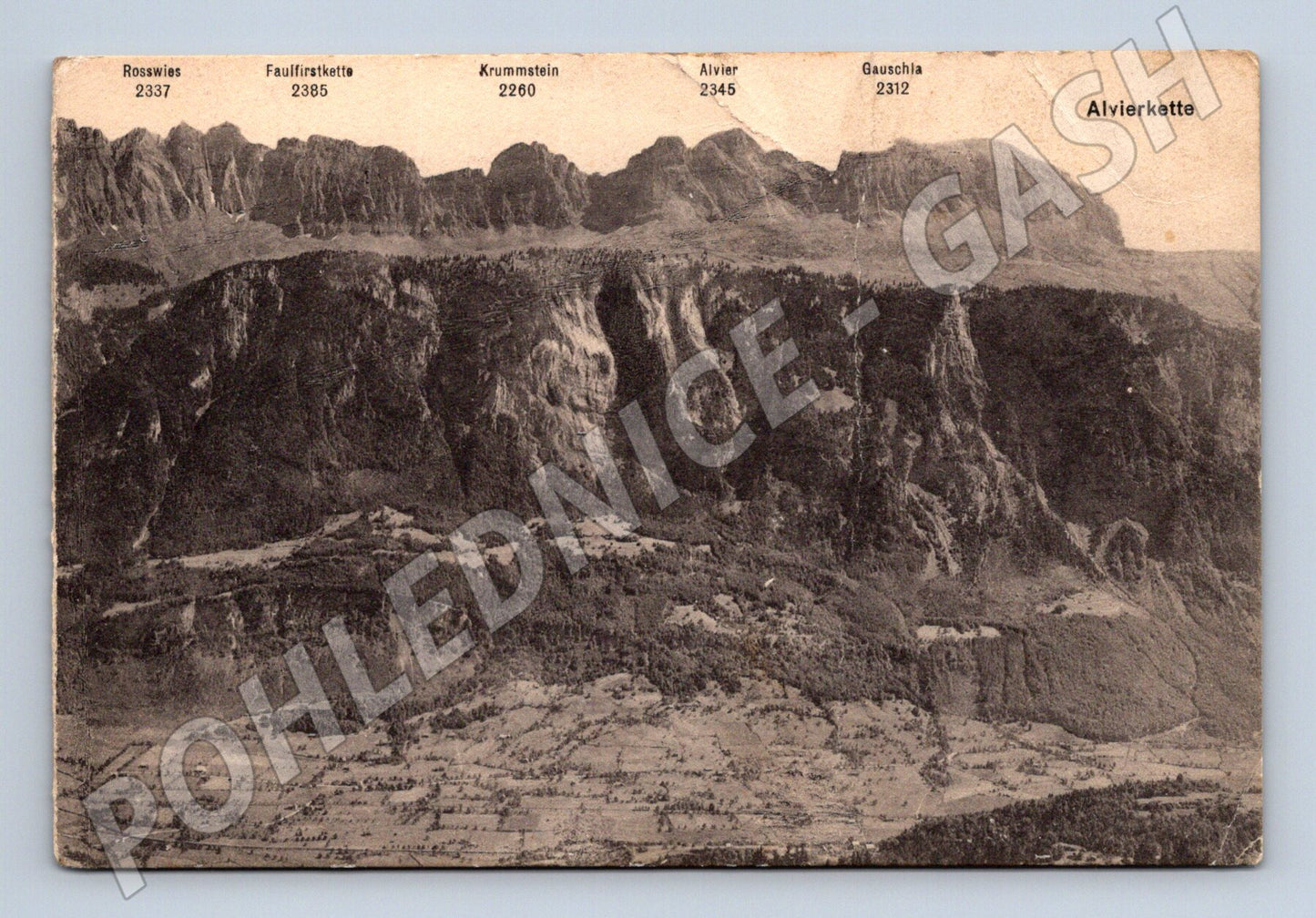 Pohlednice Švýcarsko Alvierkette čb zaslaná (M7336)