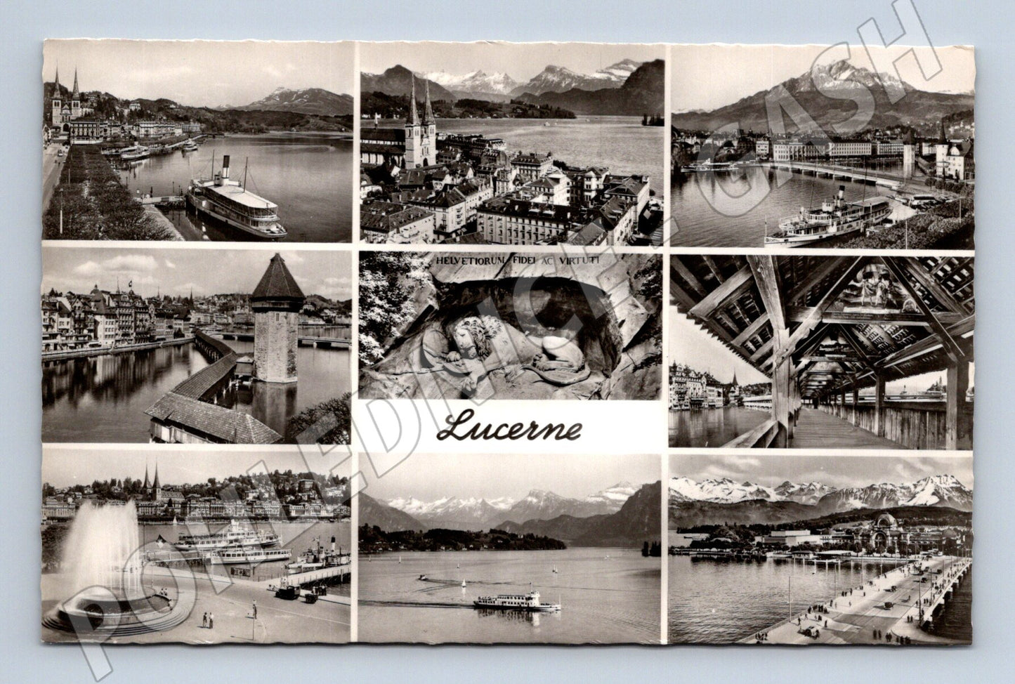 Pohlednice Lucern Kapellbrücke koláž Alpy (M7339)