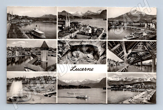 Pohlednice Lucern Kapellbrücke koláž Alpy (M7339)