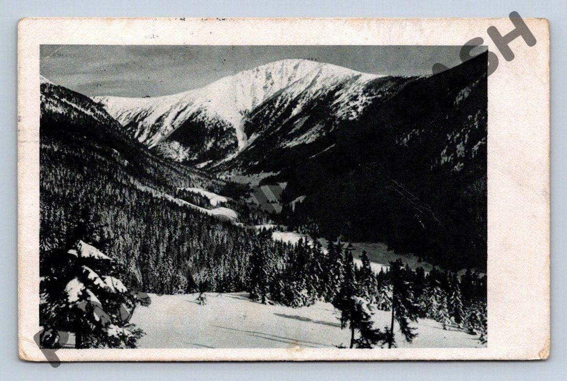 Pohlednice zimní horská krajina ČSR 1952 (M734)