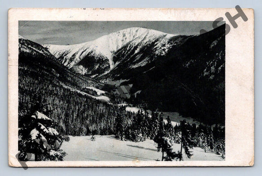 Pohlednice zimní horská krajina ČSR 1952 (M734)