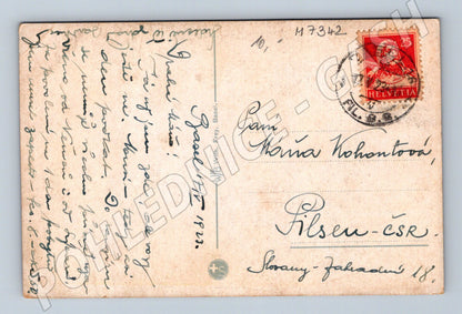 Pohlednice Basilej a Alpy kolorovaná 1921 (M7342)