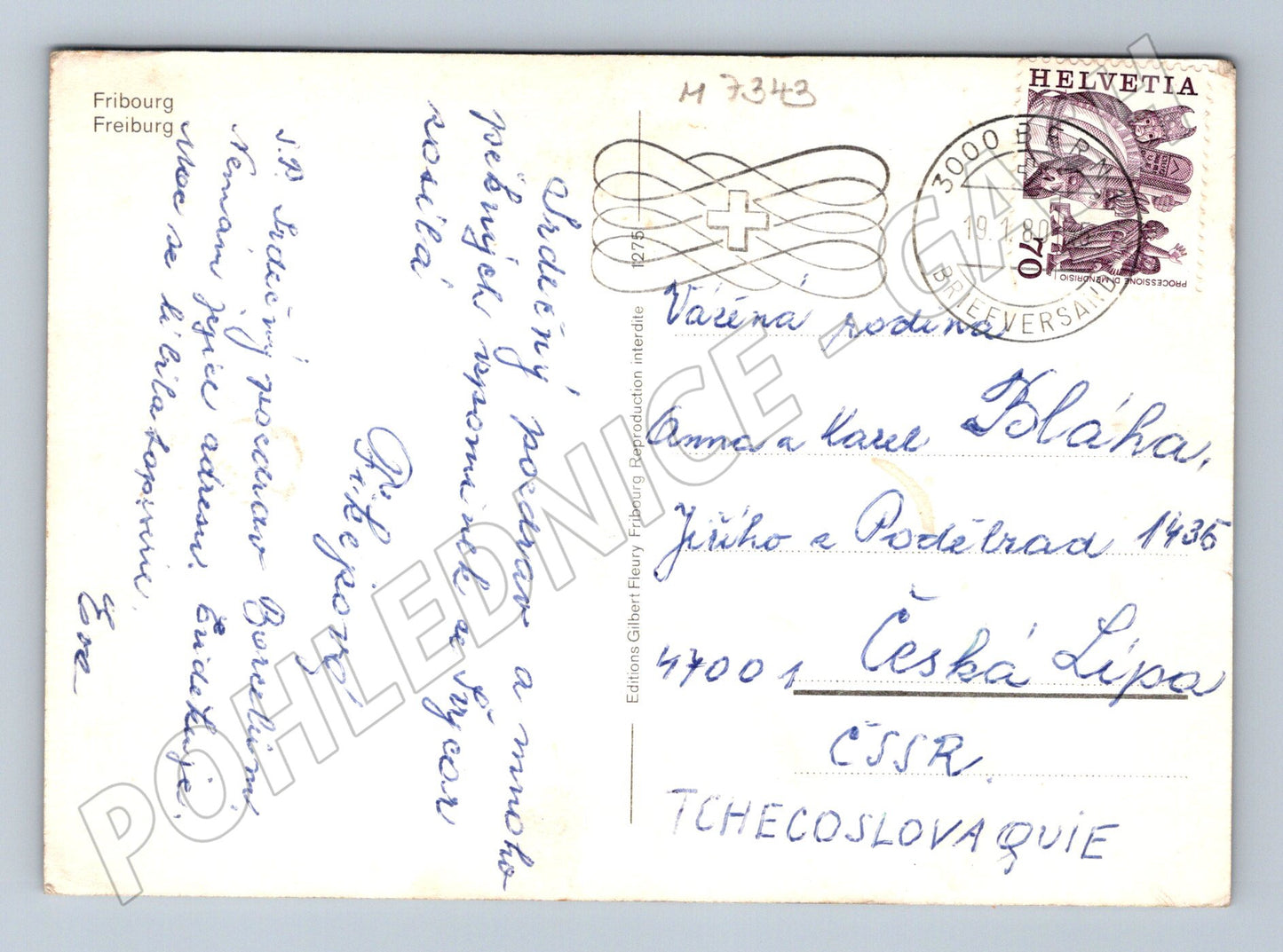Pohlednice Fribourg Švýcarsko koláž 1981 (M7343)