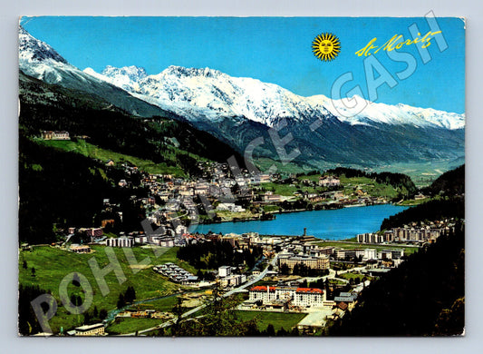 Pohlednice St Moritz panorama Alp prošlá (M7347)