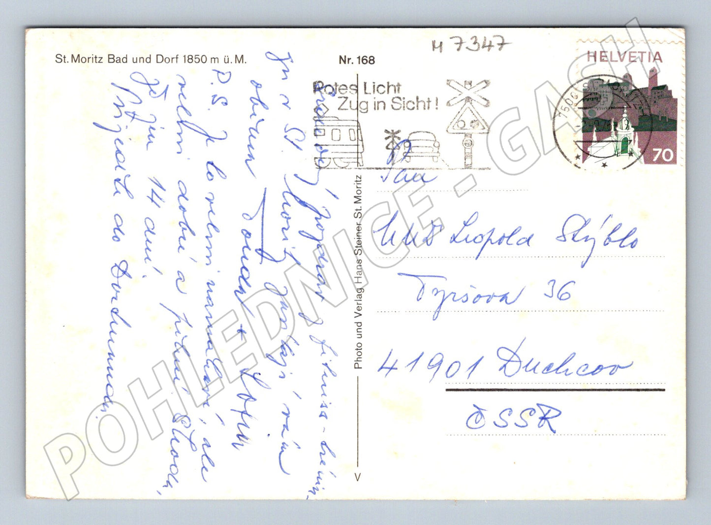 Pohlednice St Moritz panorama Alp prošlá (M7347)