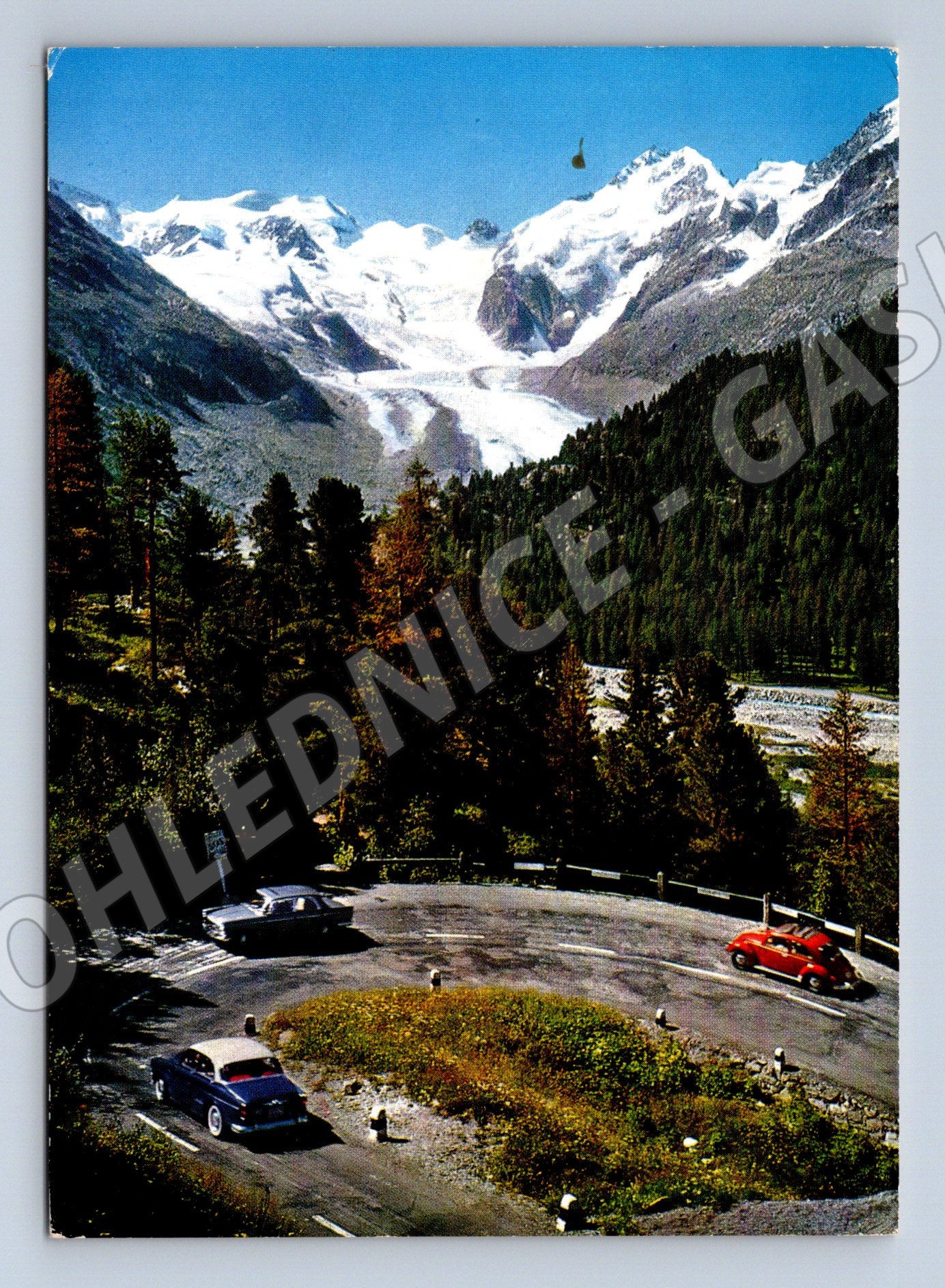 Pohlednice Piz Bernina serpentiny 70 léta (M7348)