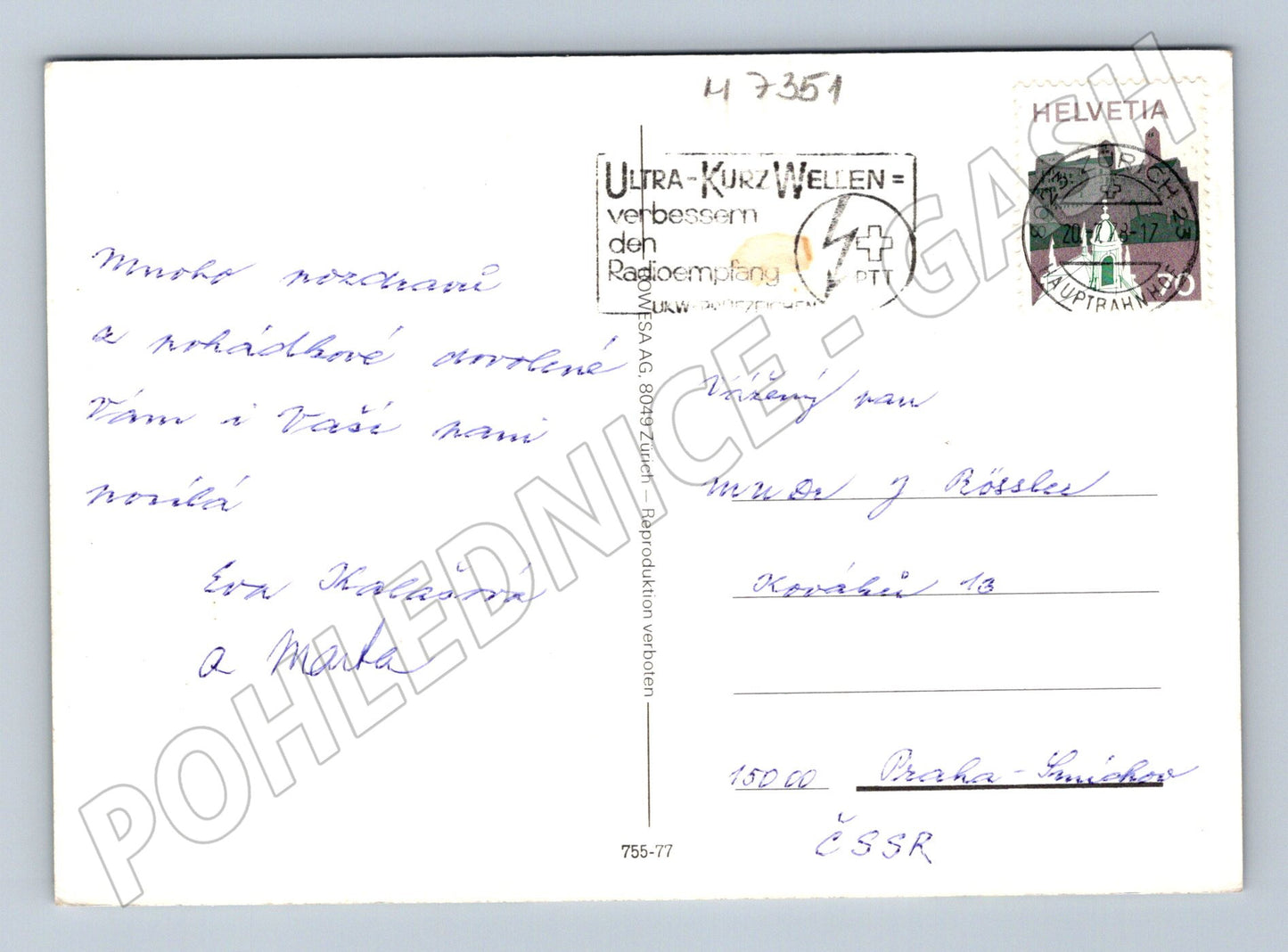 Pohlednice Matterhorn a alpské květiny (M7351)