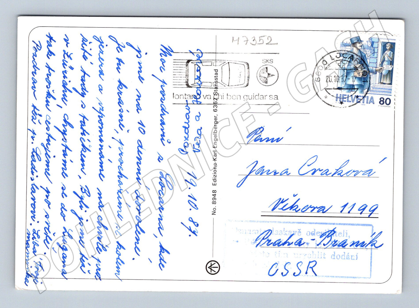 Pohlednice Locarno Švýcarsko Alpy 1987 (M7352)