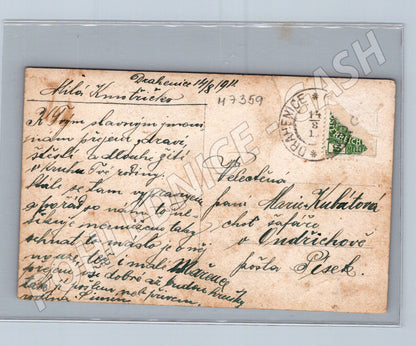 Postcard Drahenice Czech cottage 1911 (M7359)