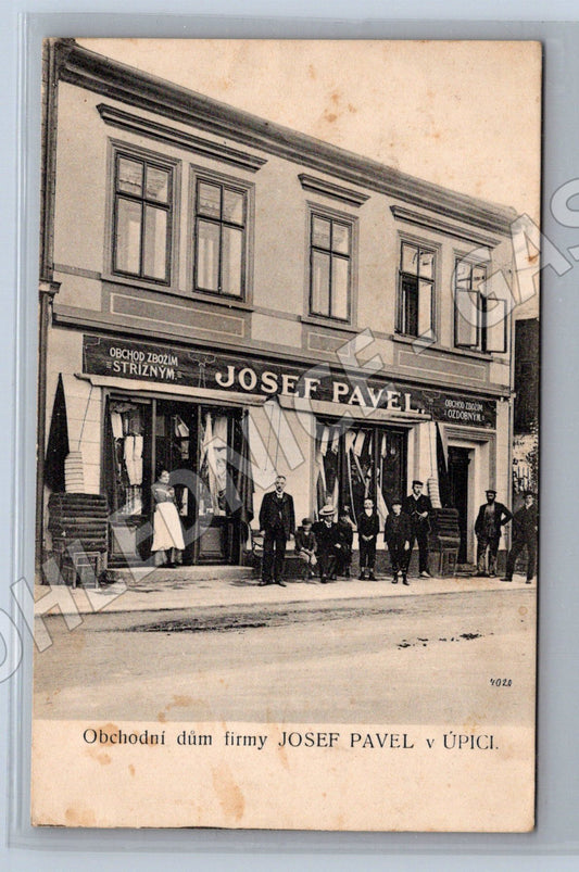 Pohlednice Úpice obchodní dům Josef Pavel (M7367)