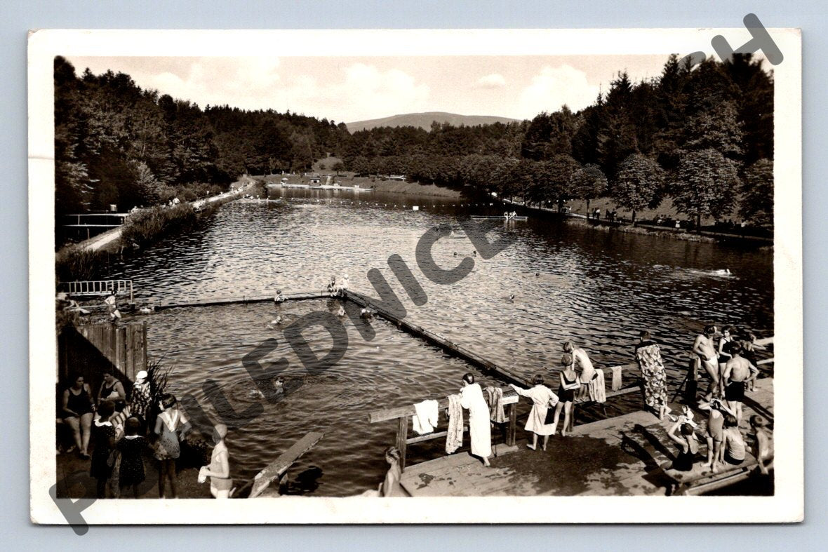 Pohlednice Lázně Libverda koupaliště 1947 (M737)