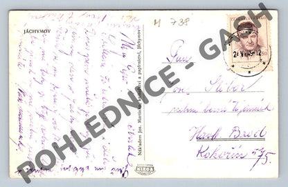 Pohlednice Jáchymov černobílá ČSR 1945 (M738)