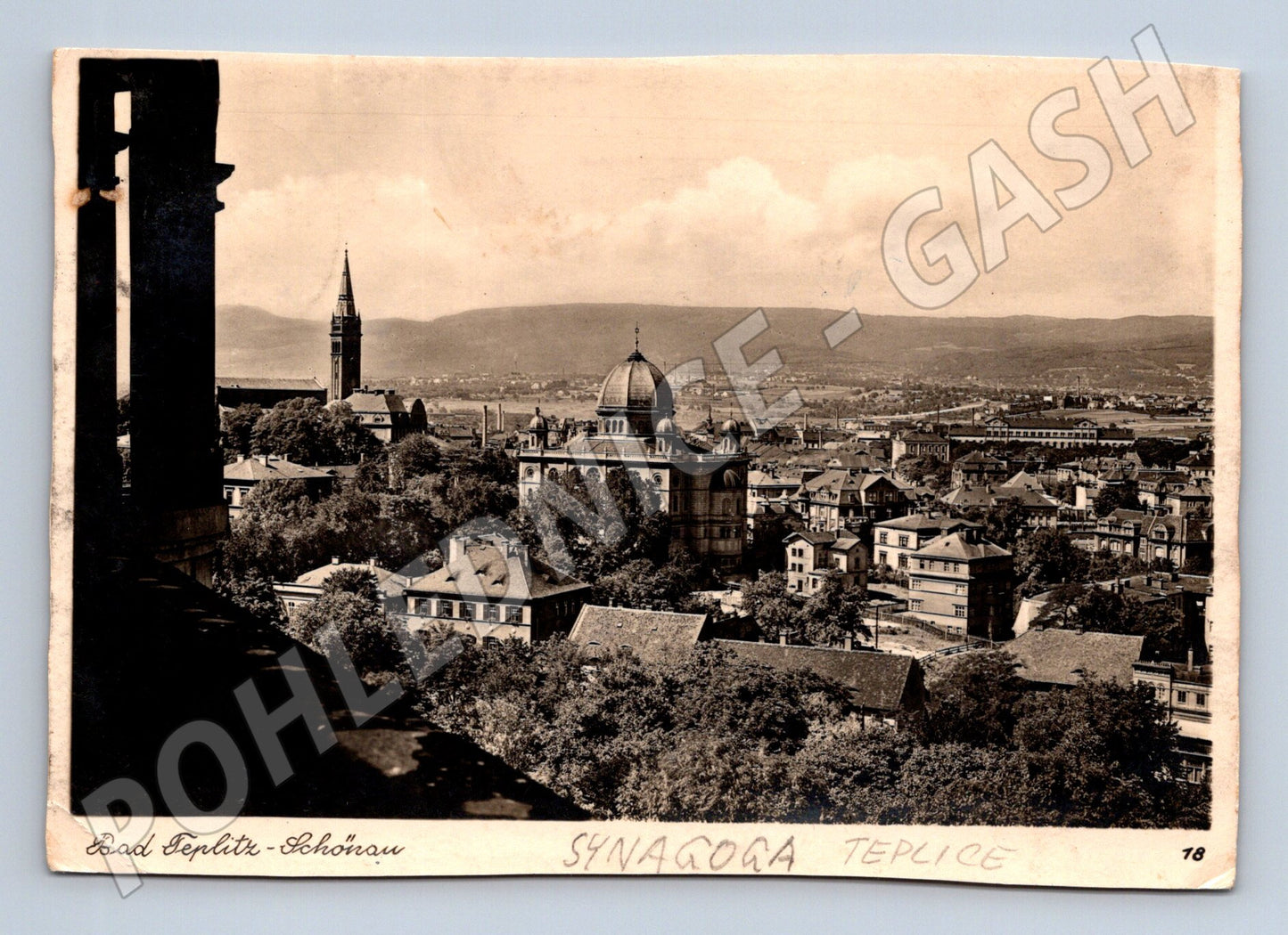 Pohlednice Teplice synagoga 1940 (M7380)