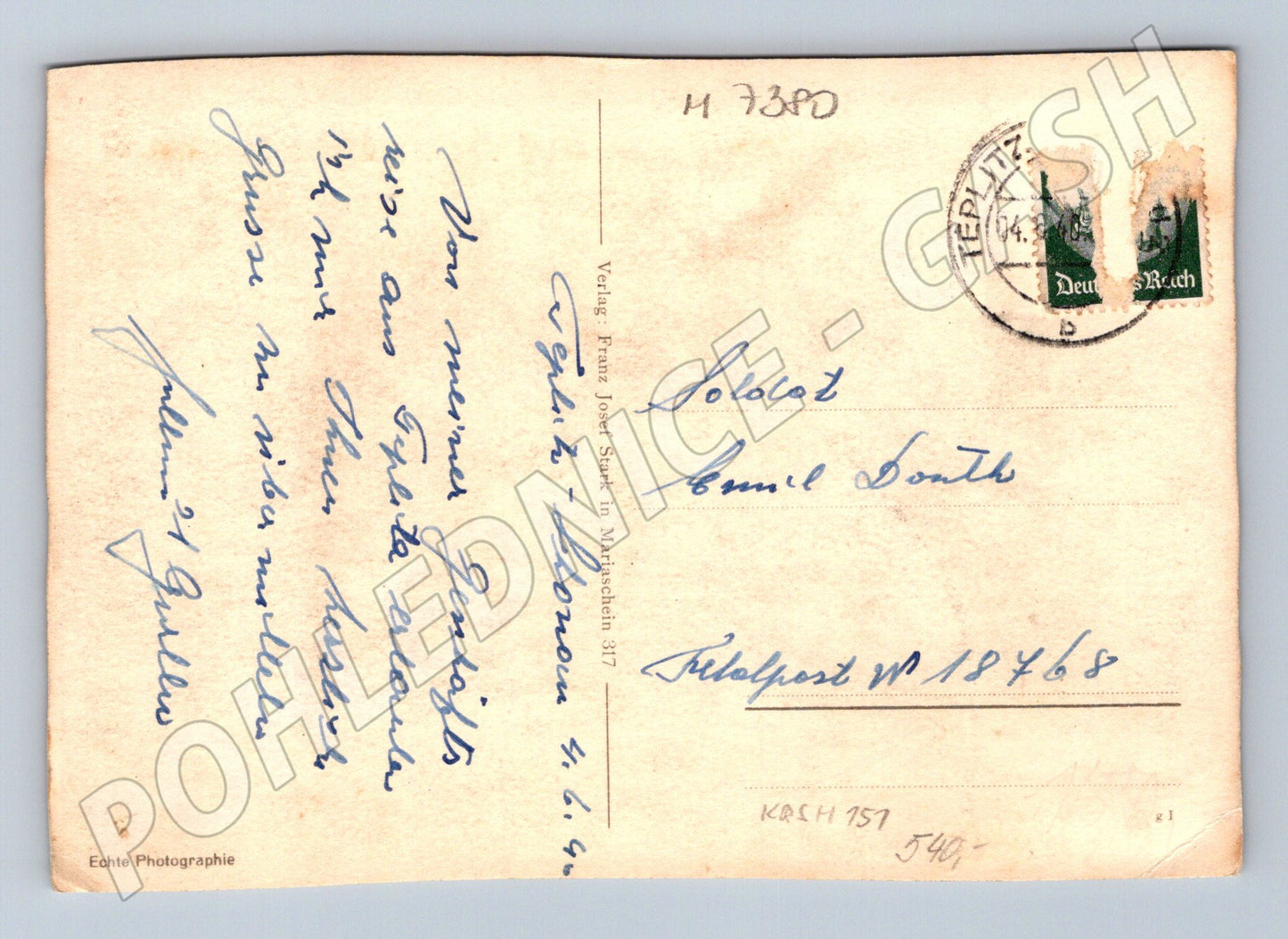 Pohlednice Teplice synagoga 1940 (M7380)