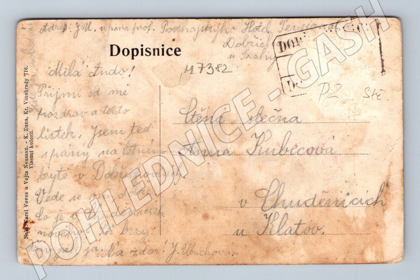 Pohlednice Dobřichovice vilová čtvrť hotel (M7382)