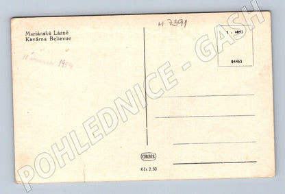 Pohlednice Mariánské Lázně Kavárna Bellevue (M7391)