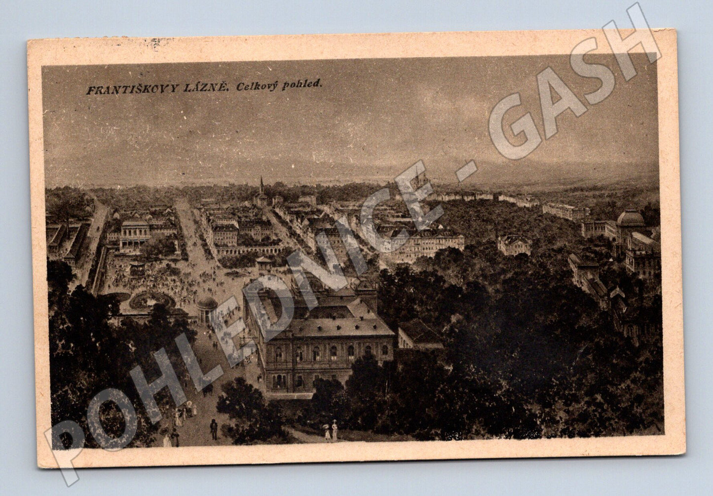 Pohlednice Františkovy Lázně celkový pohled 1924 (M7401)