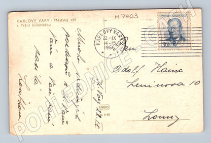 Pohlednice Karlovy Vary Tržní kolonáda 1956 (M7403)