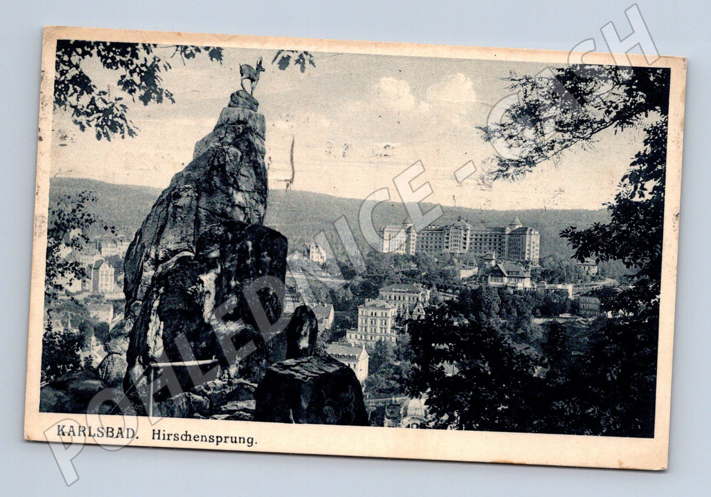 Pohlednice Karlovy Vary Hirschensprung 1926 (M7413)
