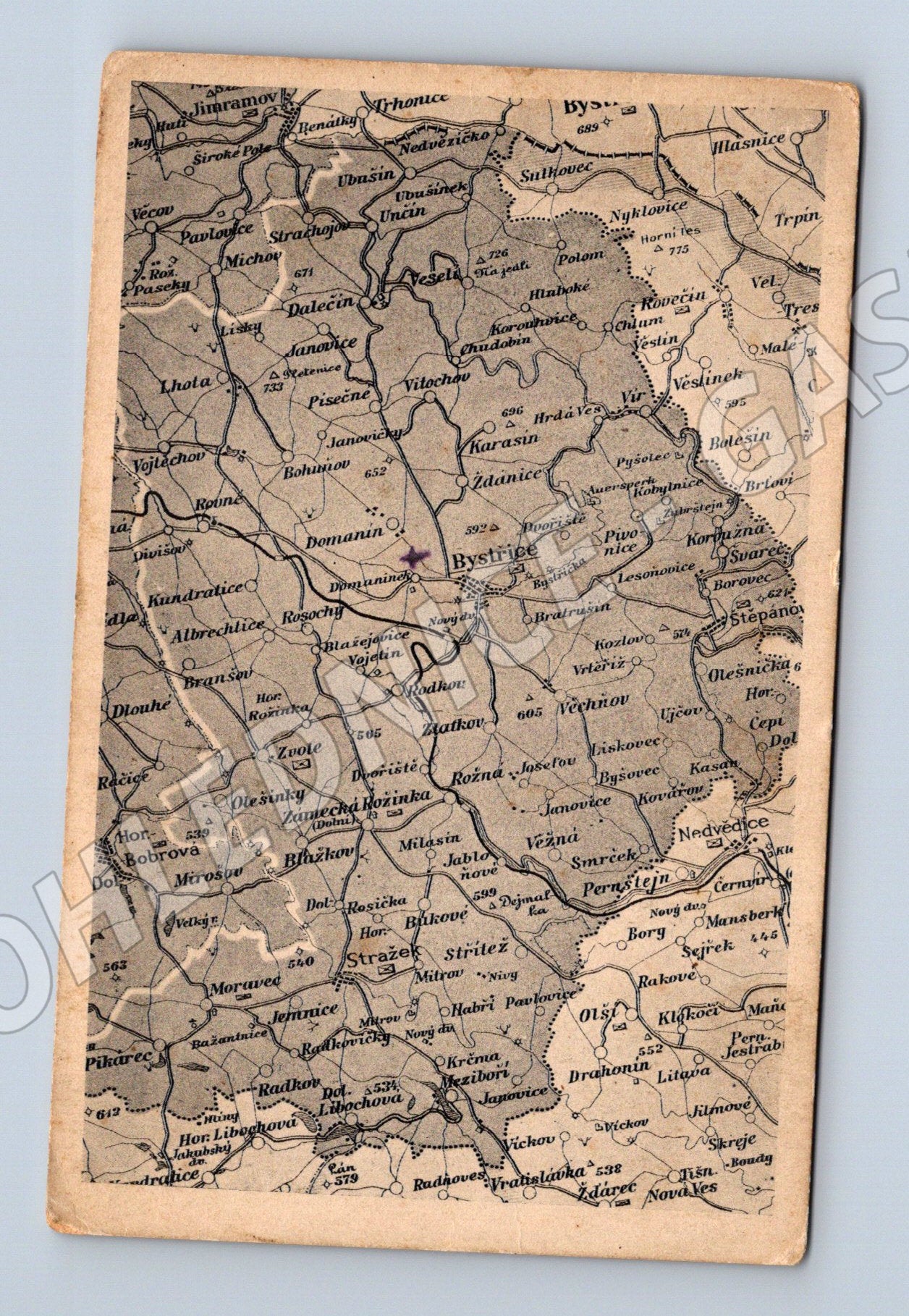 Pohlednice Bystřice nad Pernštejnem mapa (M7415)